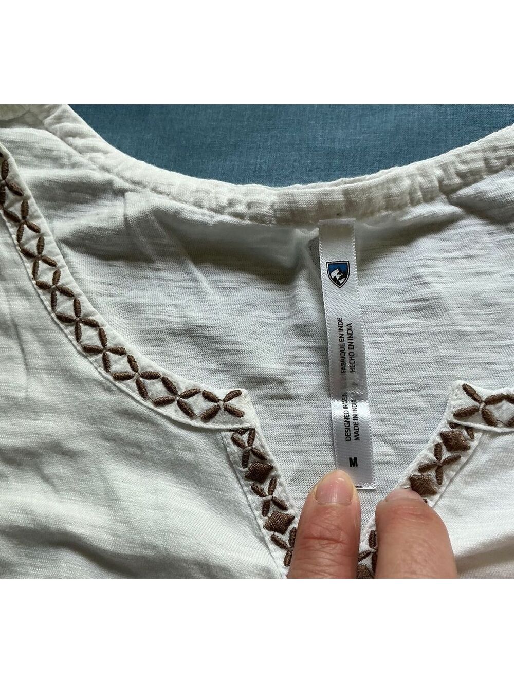 Kuhl Shay Organic Cotton Tank Top Medium White Embroidered Athleisure Casual - Picture 4 of 8